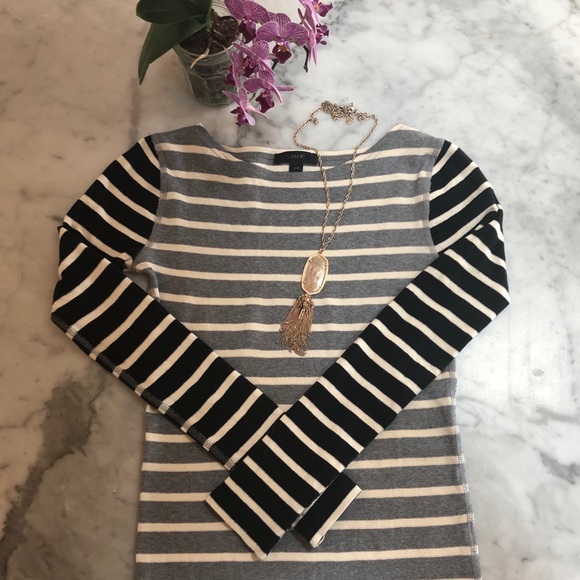 J. Crew Mixed-stripe Waffle Shirt - Picture 1 of 2
